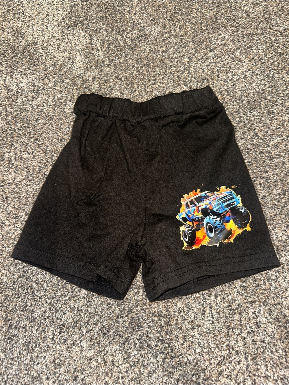 Boys' Black Monster Truck Graphic Shorts